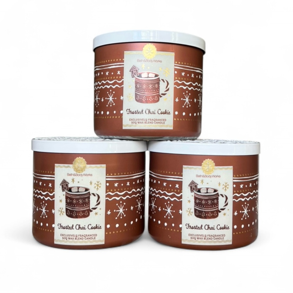 3x Bath & Body Works Frosted Chai Cookie Candles